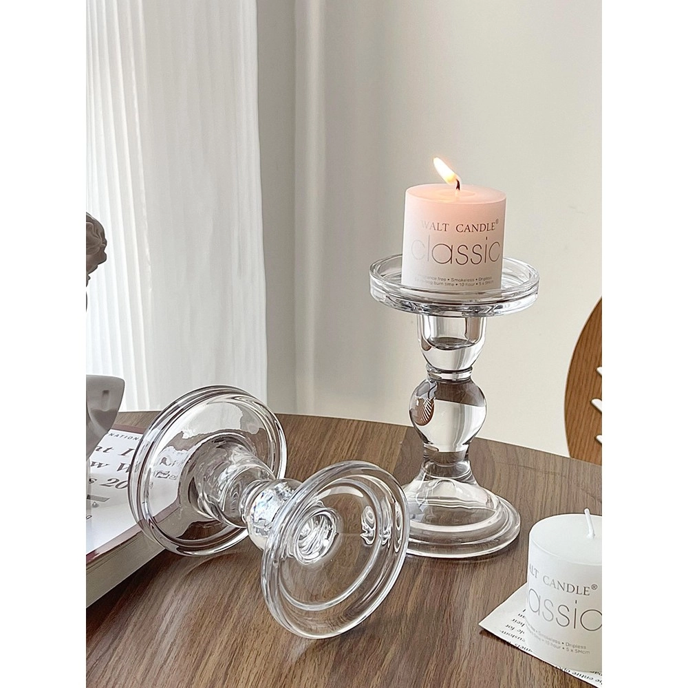 Roman column glass candlestick French retro ornaments decoration Roman column glass candlestick French retro ornaments decoration