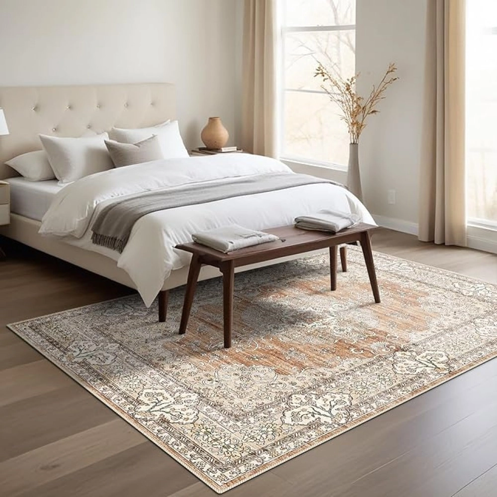 5x7 Washable Vintage Rug: Oriental Rugs for Living Room Non Slip Backing Stain Resistant Large Indoor Carpet for Bedroom 5x7 Washable Vintage Rug: Oriental Rugs for Living Room Non Slip Backing Stain Resistant Large Indoor Carpet for Bedroom