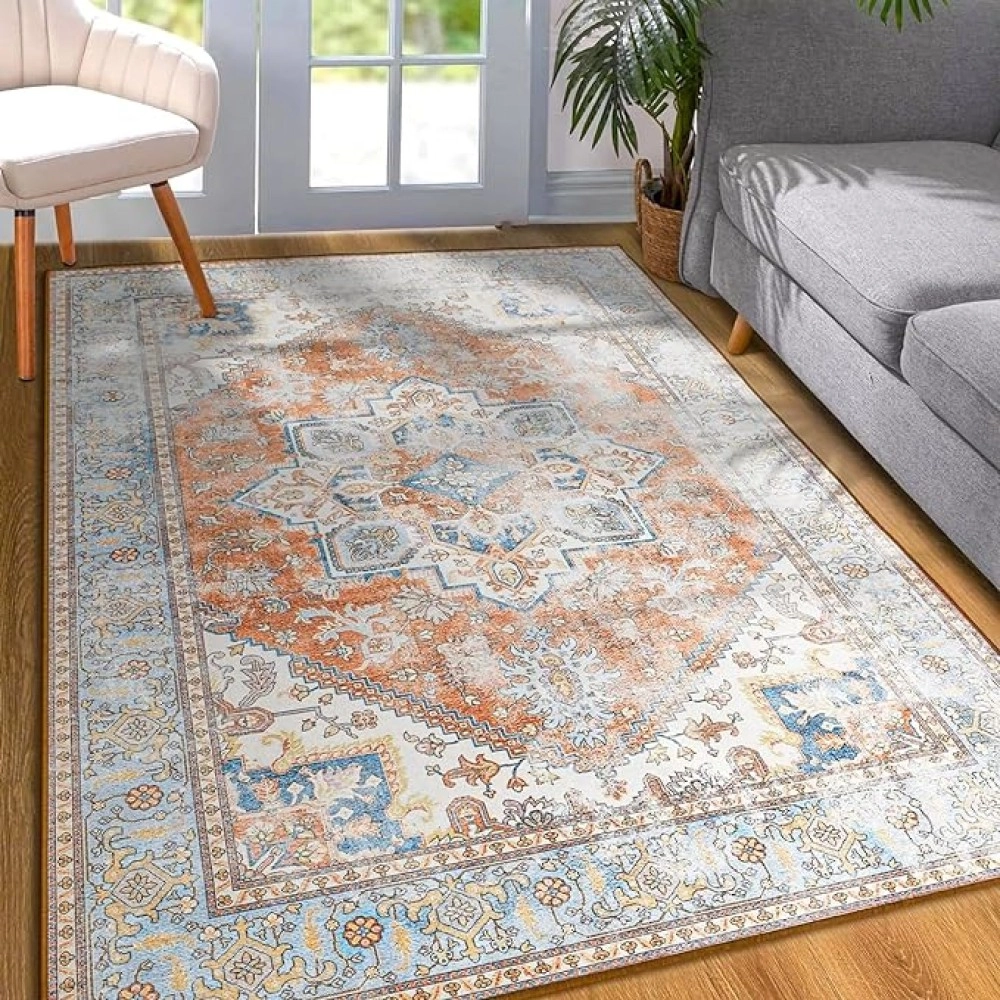 Vintage Area Rug 4x6, Washable Floral Print Bedroom Living Room Rug, Soft Low Pile Accent Rugs for Dining Room Office Entryway Vintage Area Rug 4x6, Washable Floral Print Bedroom Living Room Rug, Soft Low Pile Accent Rugs for Dining Room Office Entryway