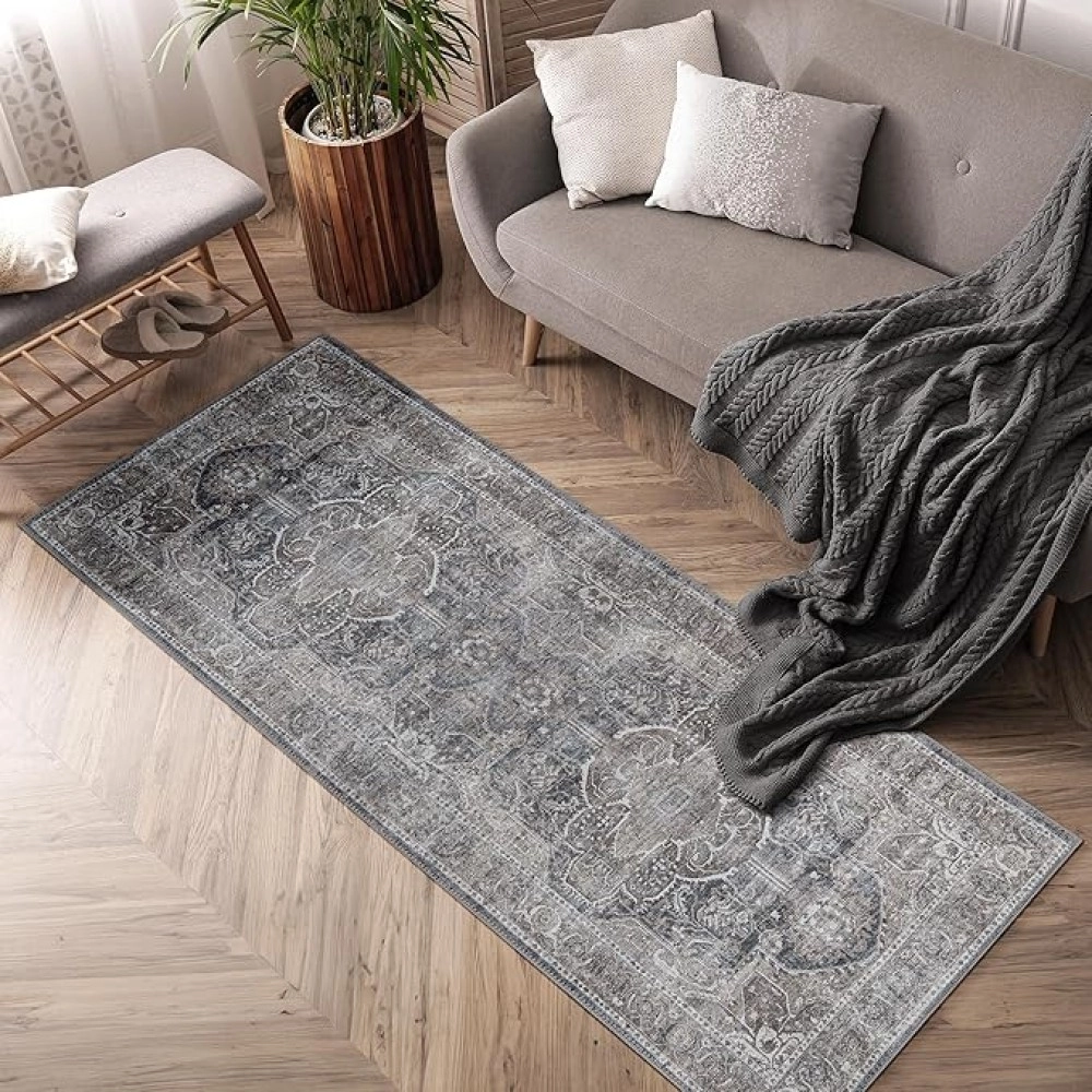 Machine Washable 2'6x6'6 Area Rug with Non Slip Backing for Living Room, Bedroom, Bathroom, Kitchen, Printed Vintage Home Decor Machine Washable 2'6x6'6 Area Rug with Non Slip Backing for Living Room, Bedroom, Bathroom, Kitchen, Printed Vintage Home Decor