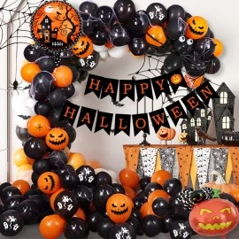 Halloween party 12 inch round latex balloon combination aluminum film Halloween decoration